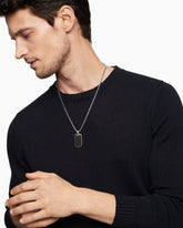 Chevron Tag in Sterling Silver with Black Diamonds, 35mm